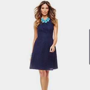 New York & Company Navy Eyelet Sleeveless Dress